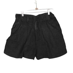 NWT Free People Calla Black Linen Blend High Rise Trouser Shorts Size 2 Black